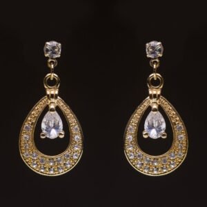 Gold Earrings with white stones